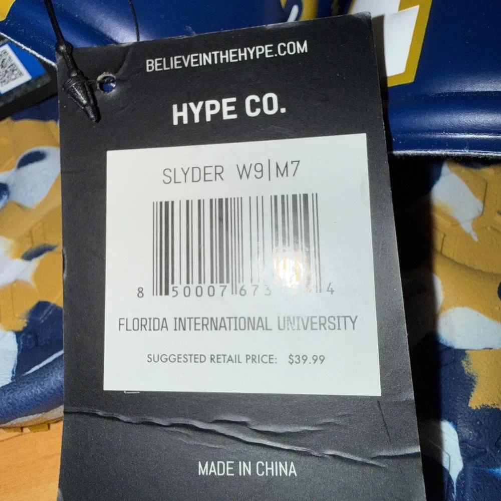 NEW Hype Co Slyder Florida International University M7/W9 Slide Sandal Blue Camo